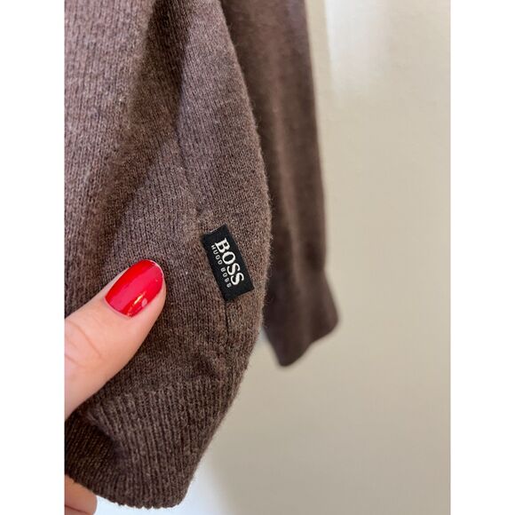 Hugo Boss Brown Wool Blend Button Up Cardigan Mens Sz L Preppy Grandpacore - Picture 4 of 8